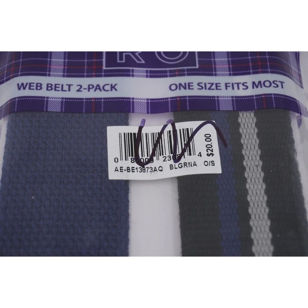 Aeropostale Web Belt(s) 2 Pack Mens Navy Blue & Black W/Stripe OSFM